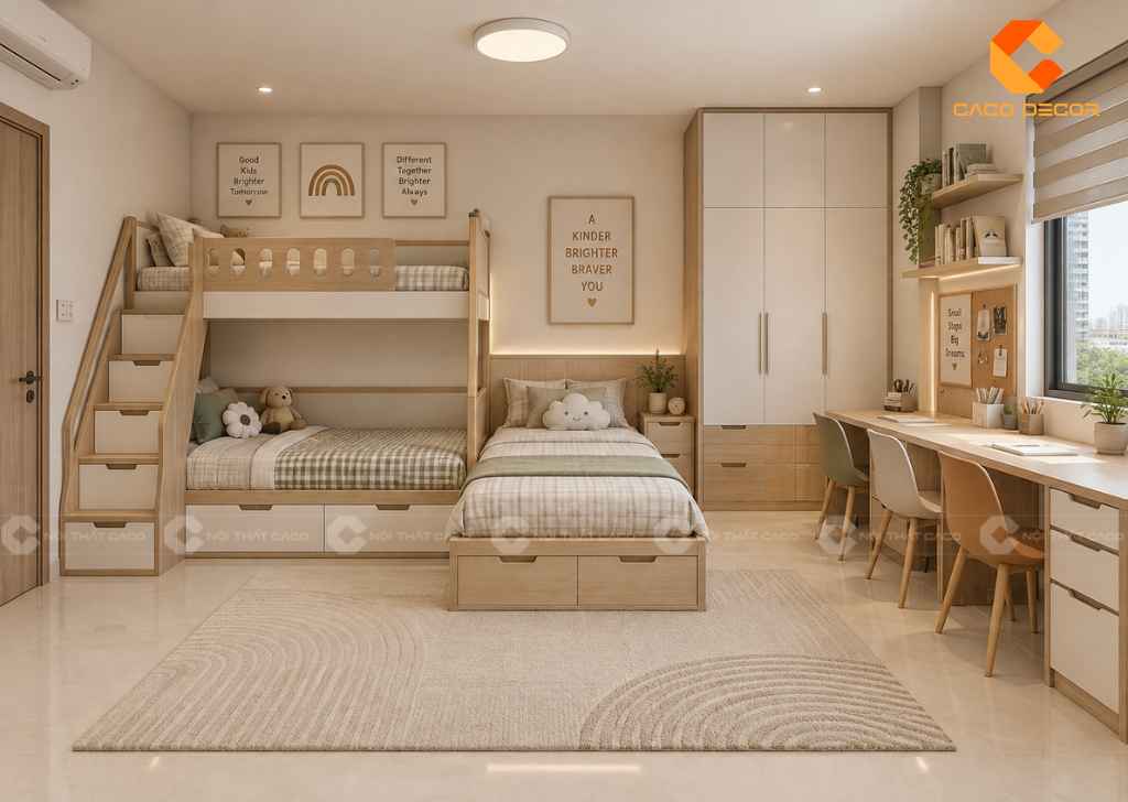22+ Ý Tưởng Thiết Kế Phòng Ngủ Cho 3 Bé Đẹp, Tiện  8