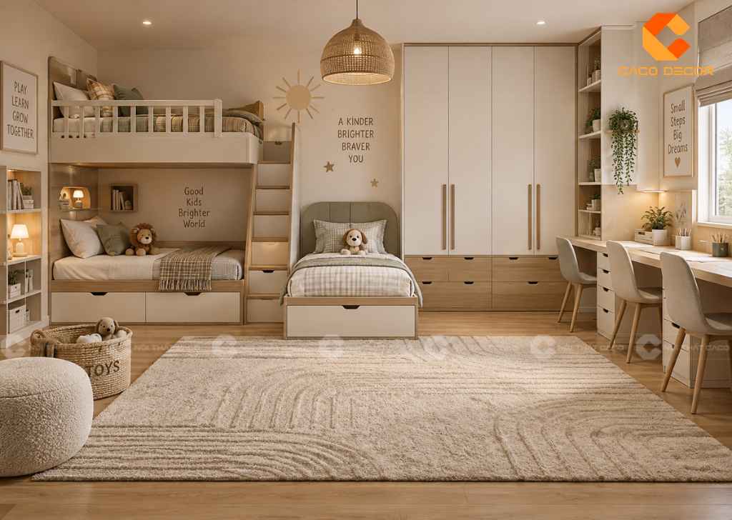 22+ Ý Tưởng Thiết Kế Phòng Ngủ Cho 3 Bé Đẹp, Tiện  2