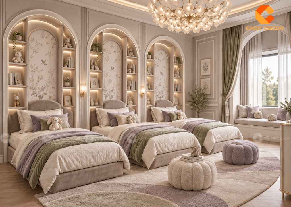 22+ Ý Tưởng Thiết Kế Phòng Ngủ Cho 3 Bé Đẹp, Tiện  3