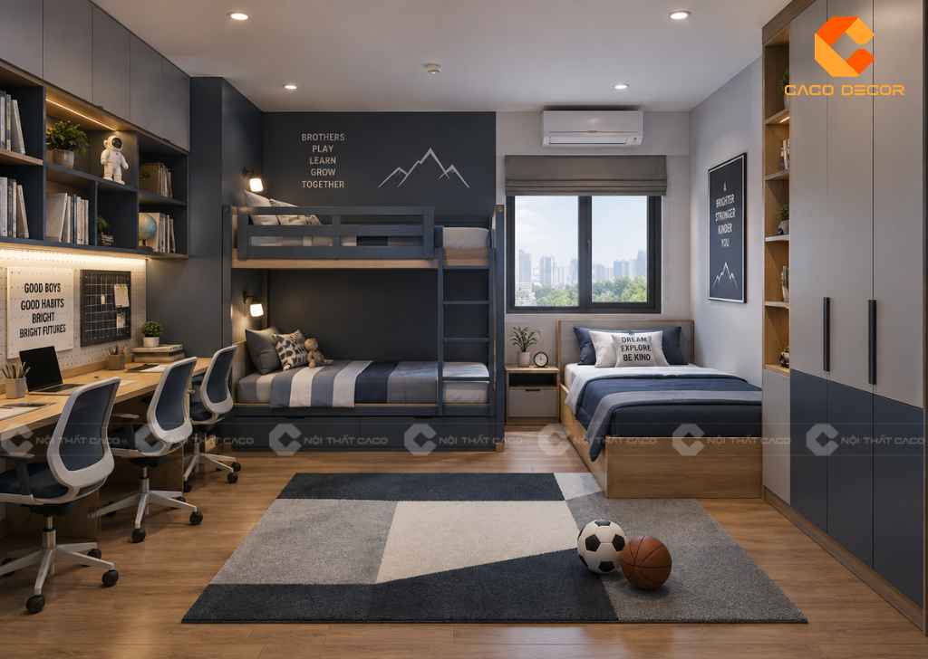 22+ Ý Tưởng Thiết Kế Phòng Ngủ Cho 3 Bé Đẹp, Tiện  9