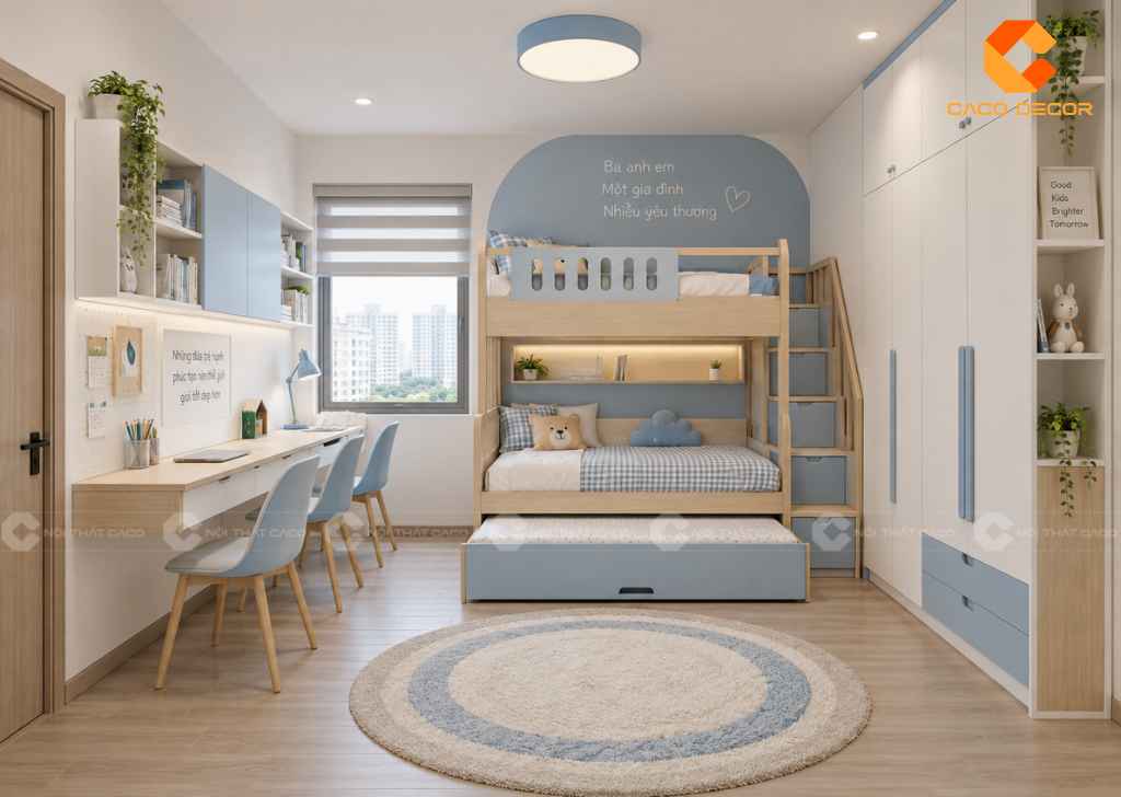 22+ Ý Tưởng Thiết Kế Phòng Ngủ Cho 3 Bé Đẹp, Tiện  12