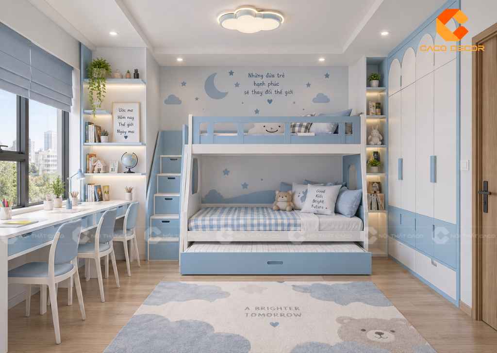 22+ Ý Tưởng Thiết Kế Phòng Ngủ Cho 3 Bé Đẹp, Tiện  10