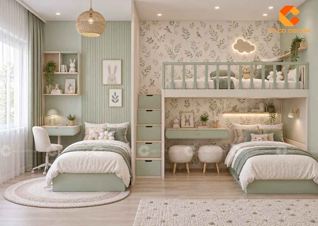22+ Ý Tưởng Thiết Kế Phòng Ngủ Cho 3 Bé Đẹp, Tiện  18