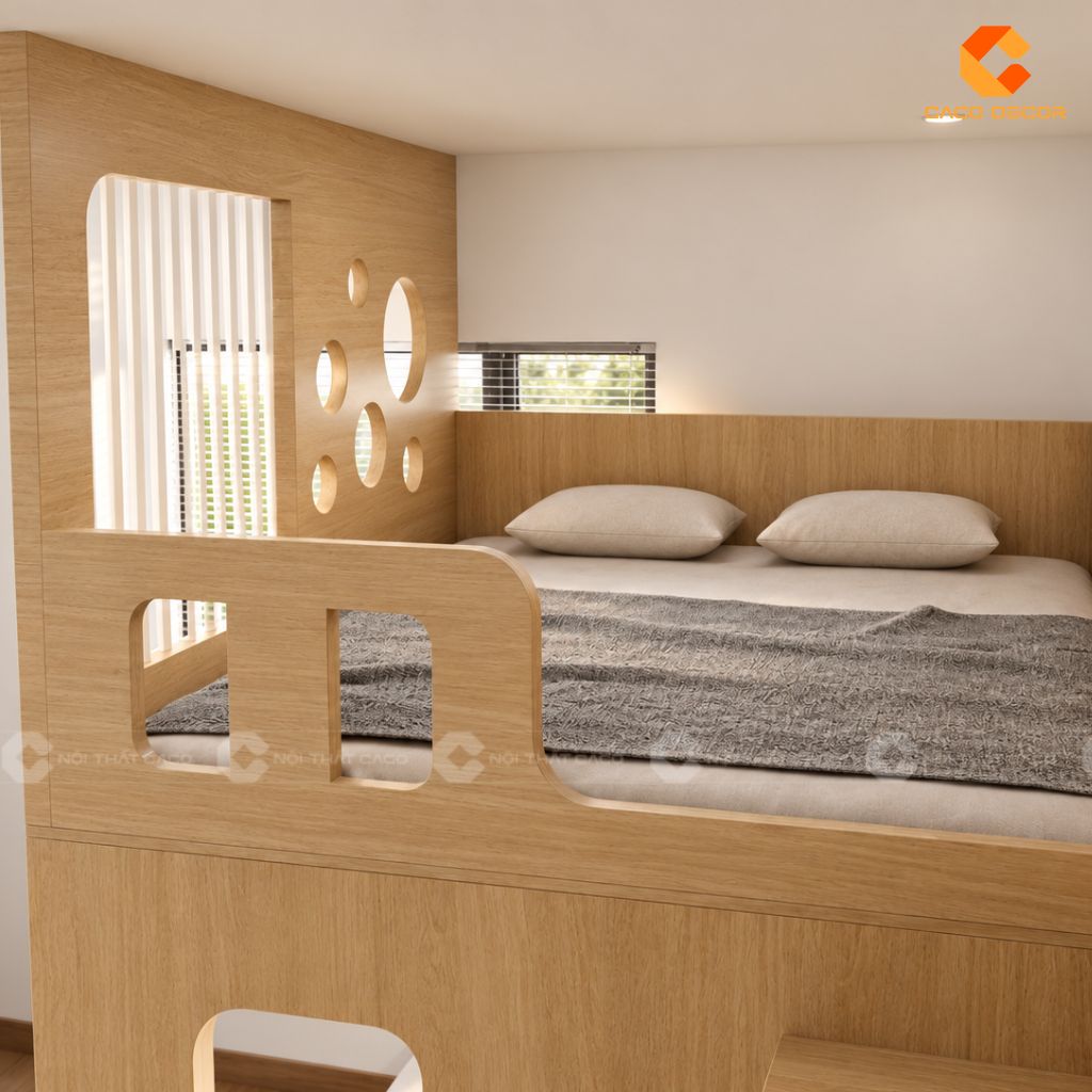 Giường Tầng Gỗ Công Nghiệp GT075 Đẹp An Toàn Cho Bé 4