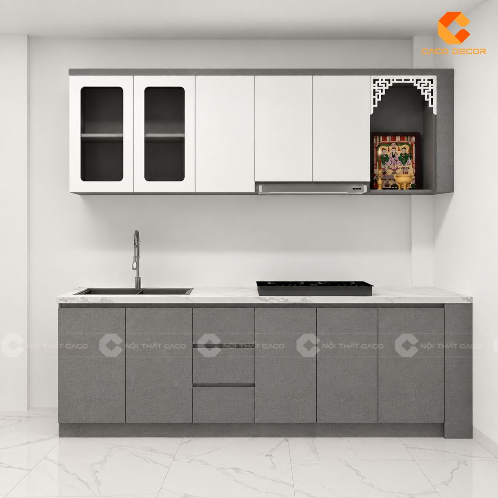 Thiết kế 3D tủ bếp chữ I cho chị Julia Trương tại phường Minh Phụng