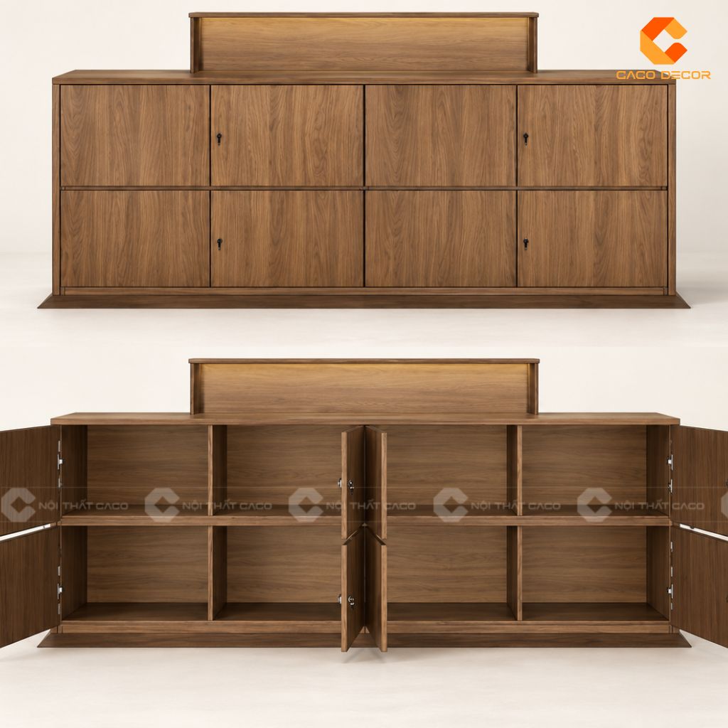 Thiết kế 3D tủ hồ sơ nhiều cánh và khoang lưu trữ cho chị Trinh