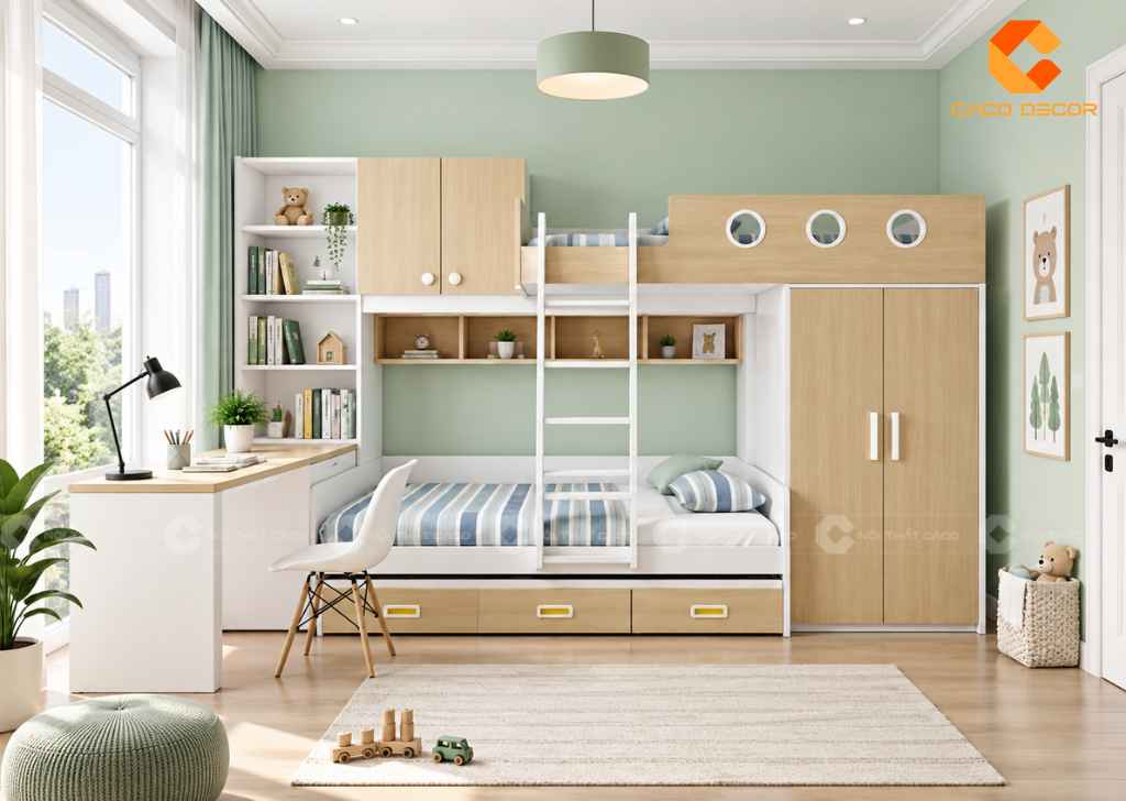 Thiết Kế Phòng Ngủ 10m2 Cho 2 Bé Đẹp, Tiện Nghi, Khoa Học 12