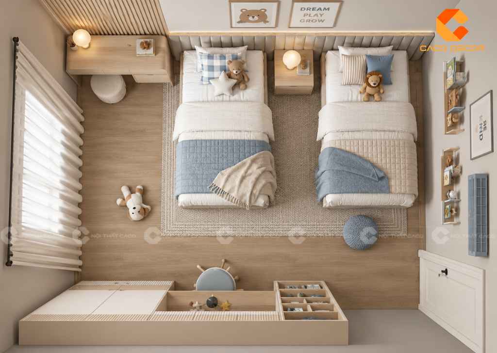 Thiết Kế Phòng Ngủ 12m2 Cho 2 Bé: Cách Bố Trí Đẹp, Tiện Nghi 4