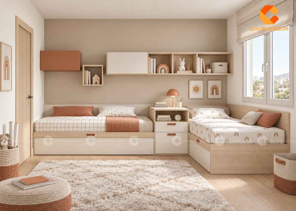 Thiết Kế Phòng Ngủ 12m2 Cho 2 Bé: Cách Bố Trí Đẹp, Tiện Nghi 13