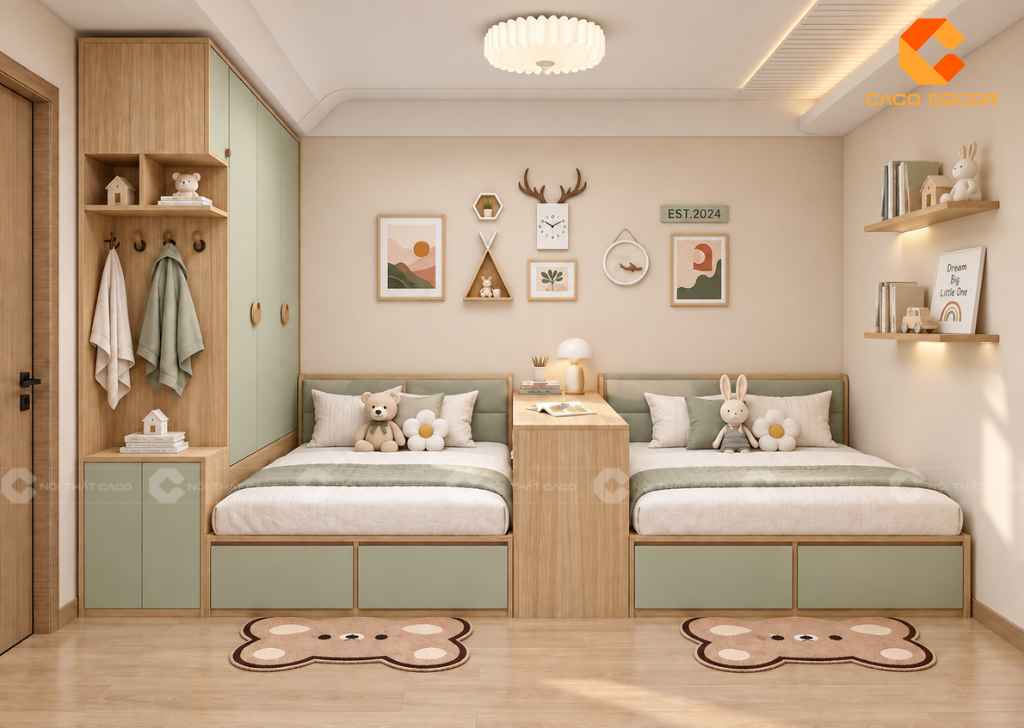 Thiết Kế Phòng Ngủ 12m2 Cho 2 Bé: Cách Bố Trí Đẹp, Tiện Nghi 10