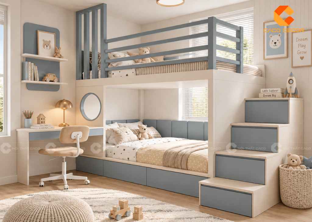 Thiết Kế Phòng Ngủ 12m2 Cho 2 Bé: Cách Bố Trí Đẹp, Tiện Nghi 23