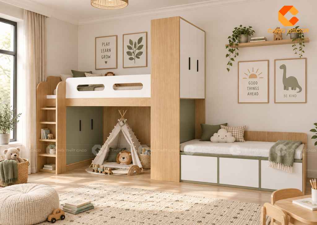 Thiết Kế Phòng Ngủ 12m2 Cho 2 Bé: Cách Bố Trí Đẹp, Tiện Nghi 17