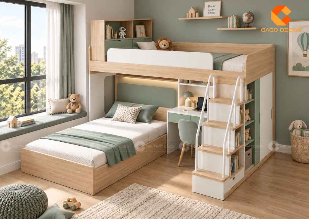 Thiết Kế Phòng Ngủ 12m2 Cho 2 Bé: Cách Bố Trí Đẹp, Tiện Nghi 11