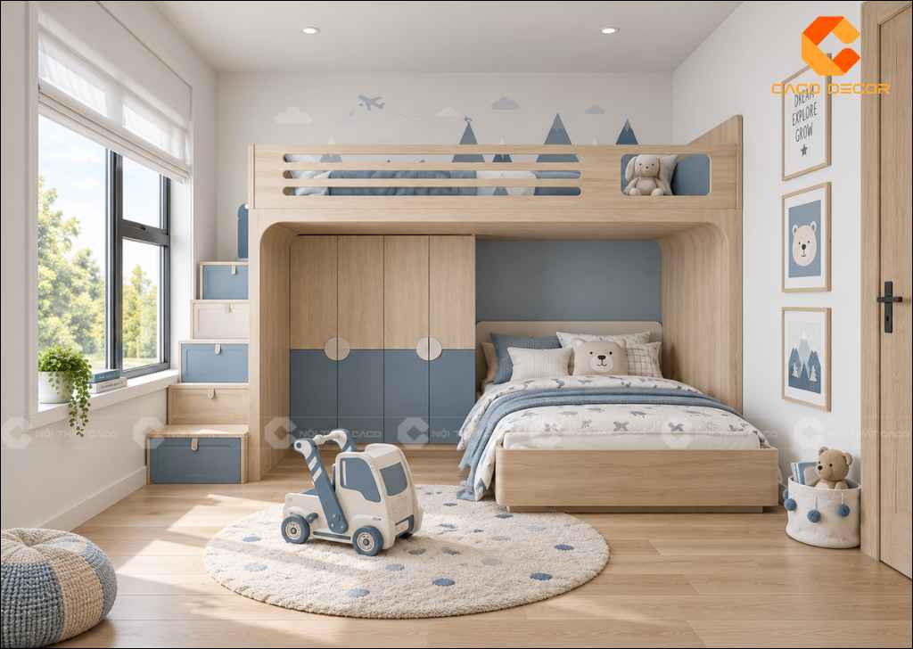 Thiết Kế Phòng Ngủ 12m2 Cho 2 Bé: Cách Bố Trí Đẹp, Tiện Nghi 8