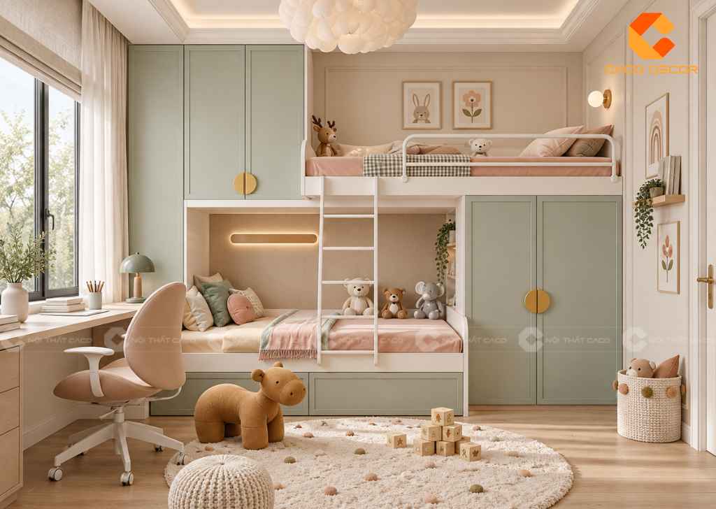 Thiết Kế Phòng Ngủ 12m2 Cho 2 Bé: Cách Bố Trí Đẹp, Tiện Nghi 2