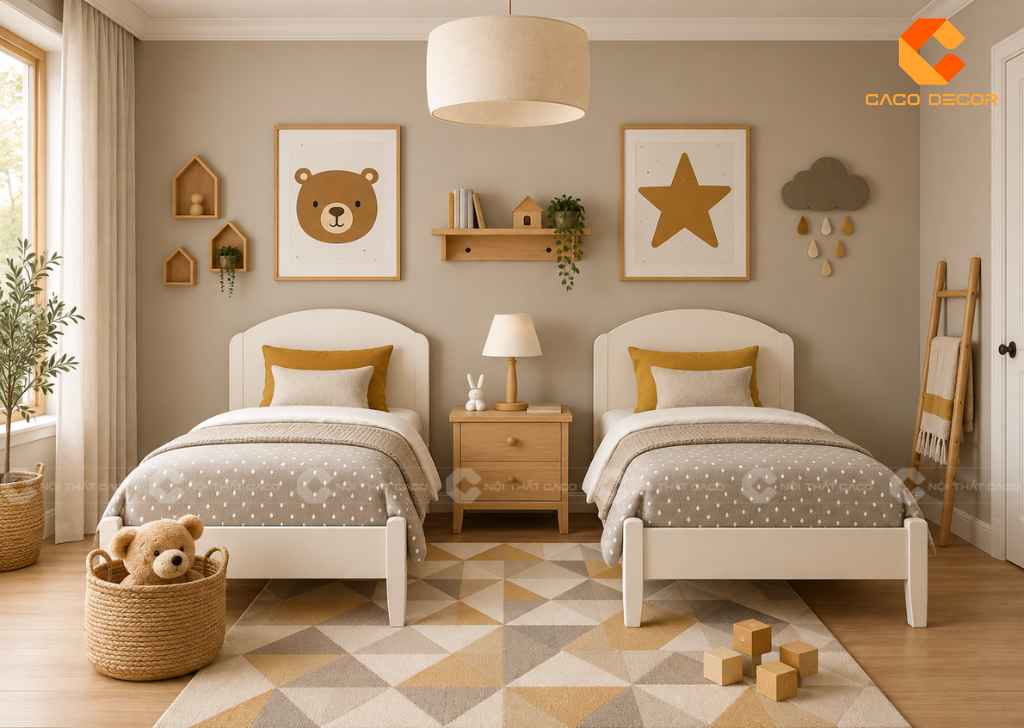 Thiết Kế Phòng Ngủ 12m2 Cho 2 Bé: Cách Bố Trí Đẹp, Tiện Nghi 3