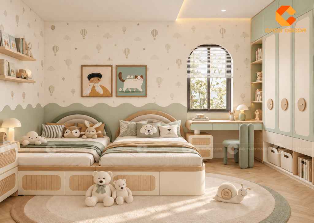Thiết Kế Phòng Ngủ 12m2 Cho 2 Bé: Cách Bố Trí Đẹp, Tiện Nghi 21