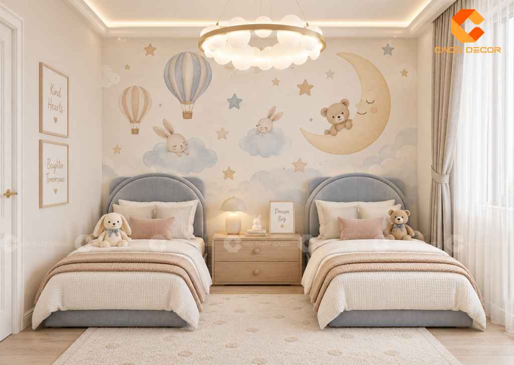 Thiết Kế Phòng Ngủ 12m2 Cho 2 Bé: Cách Bố Trí Đẹp, Tiện Nghi 9