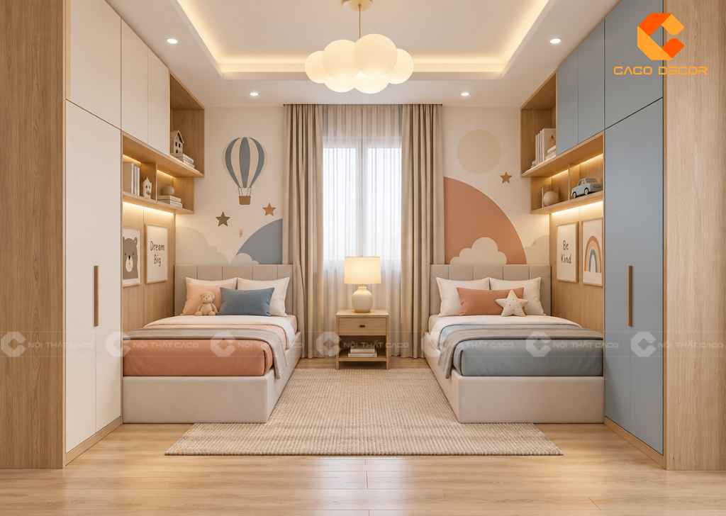 Thiết Kế Phòng Ngủ 12m2 Cho 2 Bé: Cách Bố Trí Đẹp, Tiện Nghi 15