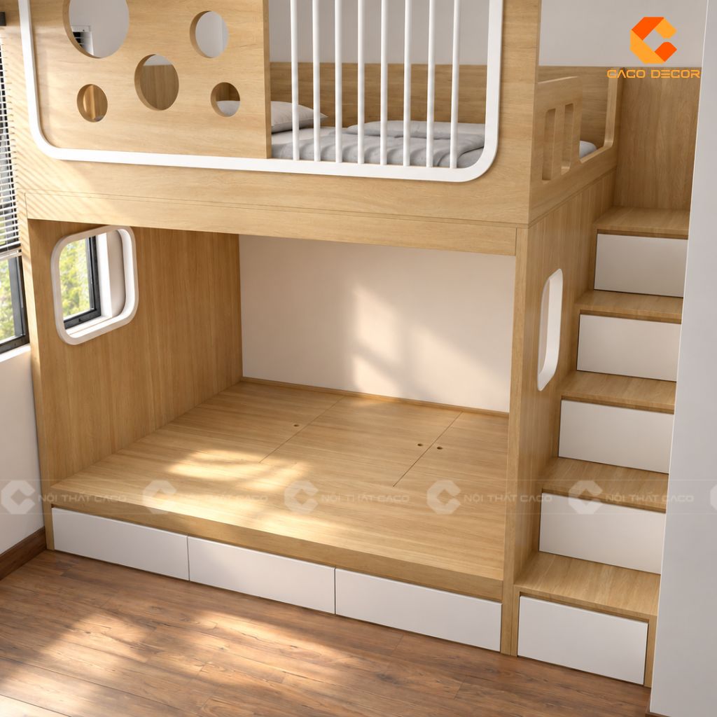 Giường Tầng Gỗ Công Nghiệp GT075 Đẹp An Toàn Cho Bé 3