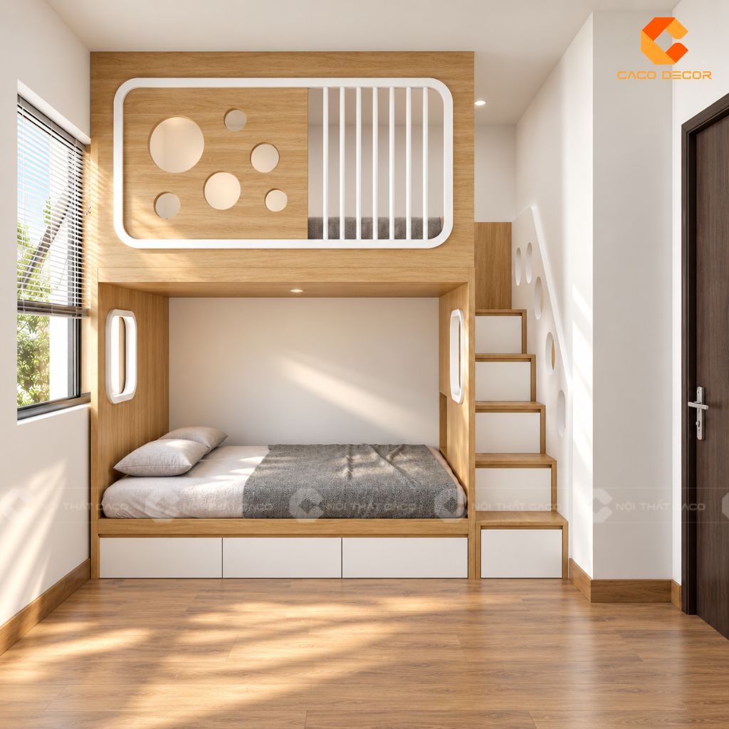 Giường Tầng Gỗ Công Nghiệp GT075 Đẹp An Toàn Cho Bé 5
