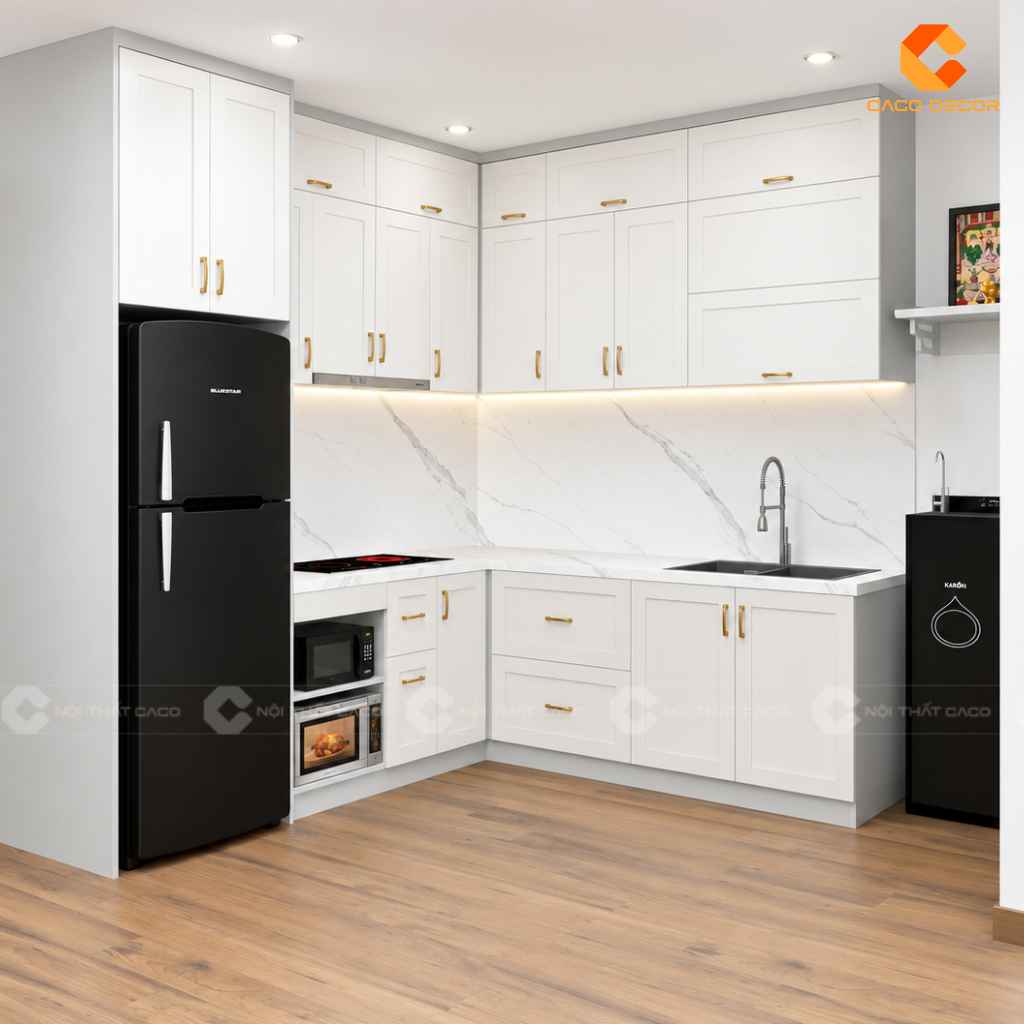 Tủ Bếp Gỗ Công Nghiệp TBM120 Chữ L Hiện Đại, Tiện Nghi 1