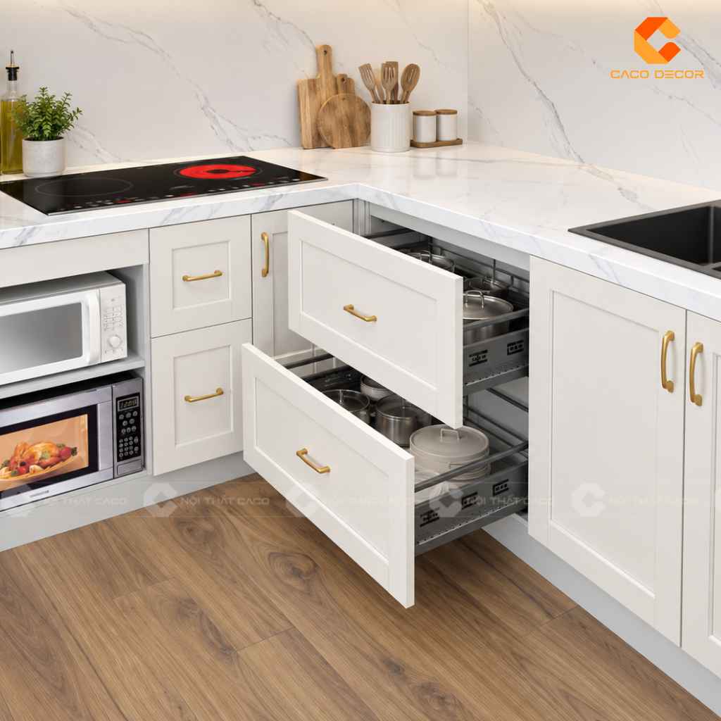Tủ Bếp Gỗ Công Nghiệp TBM120 Chữ L Hiện Đại, Tiện Nghi 5