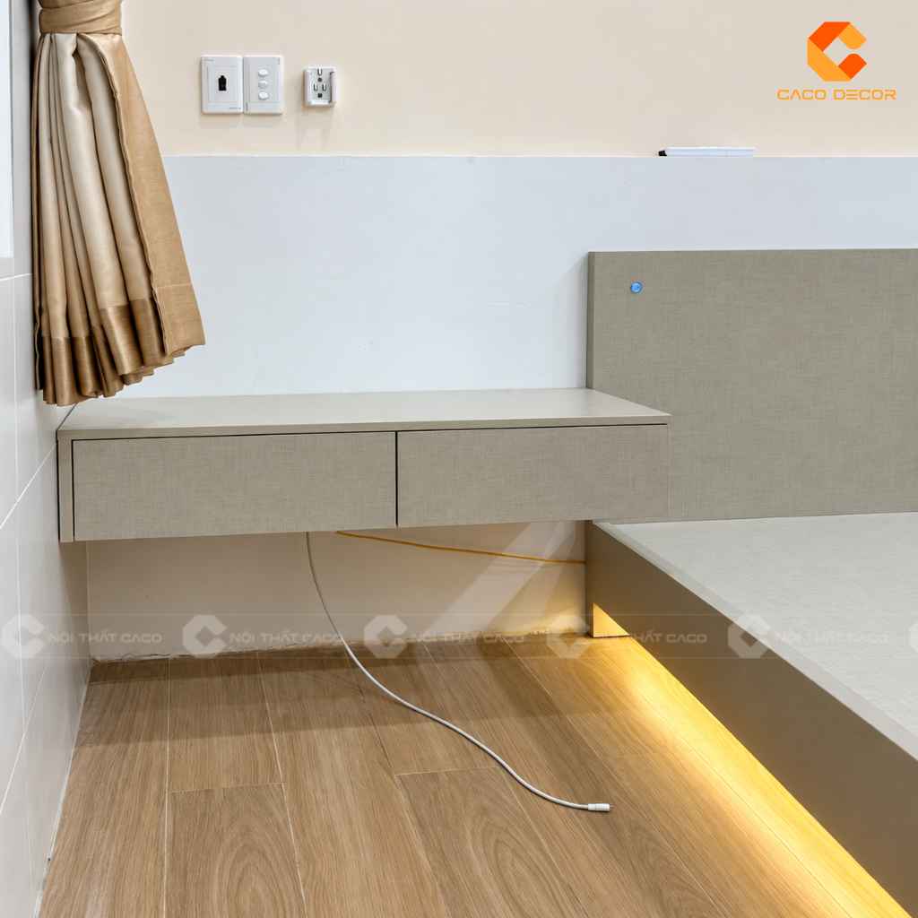 Tủ đầu giường dạng treo đồng bộ phòng ngủ anh Duy An Tây Ninh