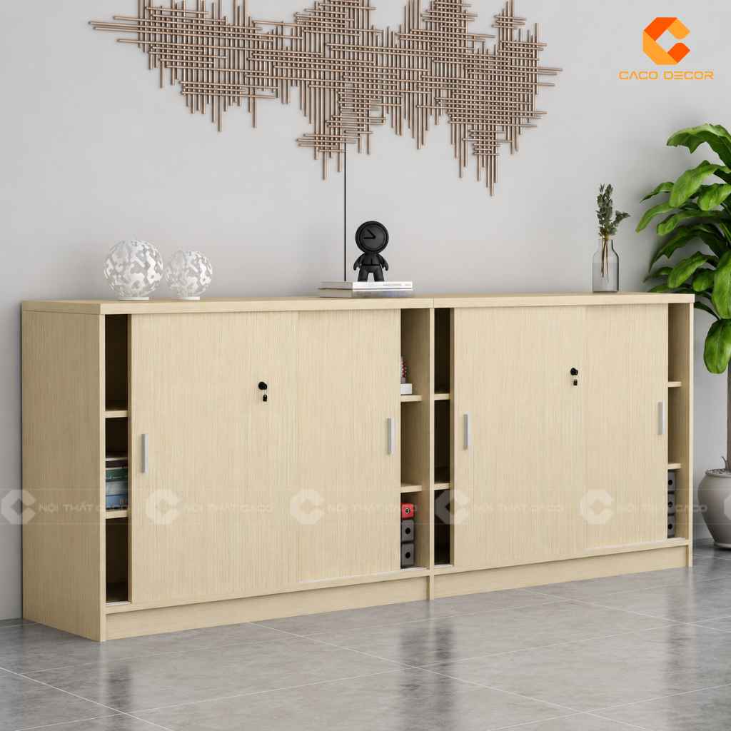 Hệ tủ hồ sơ gỗ công nghiệp THS043 ghép nhiều module lưu trữ văn phòng