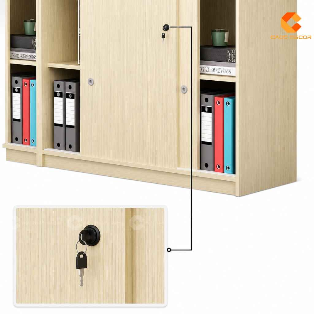 Chi tiết khóa cánh lùa tủ hồ sơ gỗ công nghiệp THS043