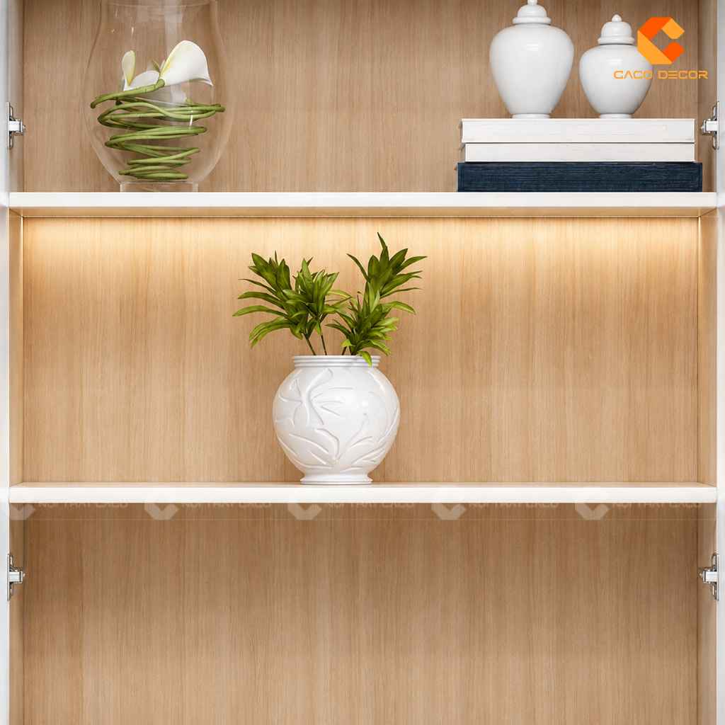 Tủ Hồ Sơ Gỗ Công Nghiệp THS044 Kệ Trang Trí Có Đèn 4