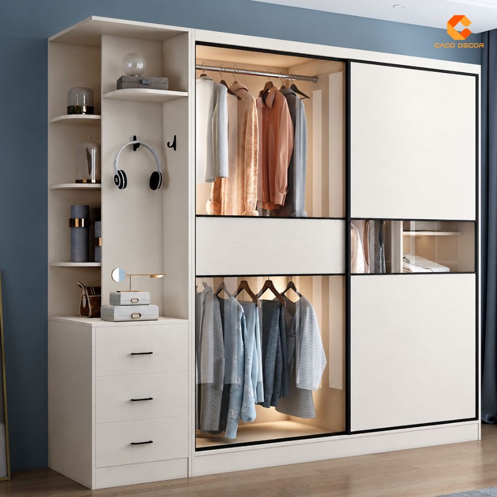 Tủ Áo Gỗ Công Nghiệp MDF Cửa Lùa Màu Trắng Sang Trọng - TAL041 1