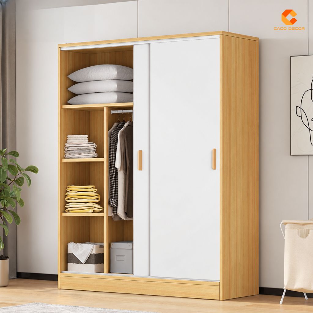 Tủ Quần Áo Gỗ Công Nghiệp MDF TAL049 Cửa Lùa Màu Trắng 1