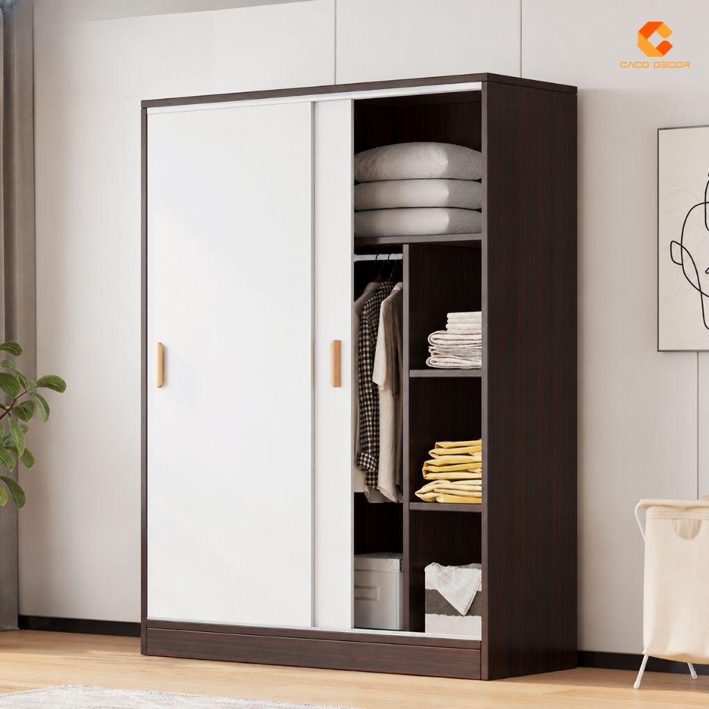 Tủ Quần Áo Gỗ Công Nghiệp MDF TAL049 Cửa Lùa Màu Trắng 4