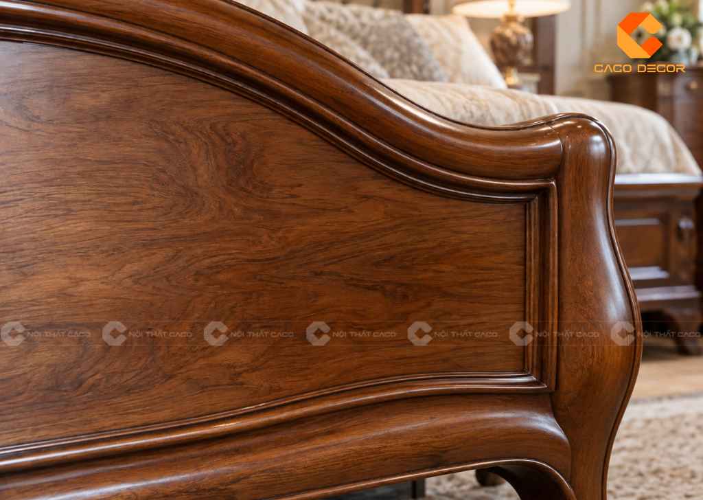 Cận vân gỗ giường ngủ tân cổ điển gỗ tự nhiên