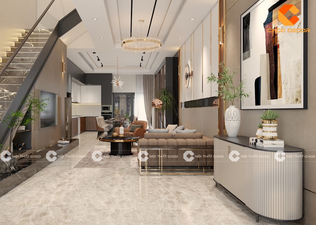 Mẫu 08 về thiết kế phòng khách liền bếp nhà cấp 4 tại Nội Thất CaCo