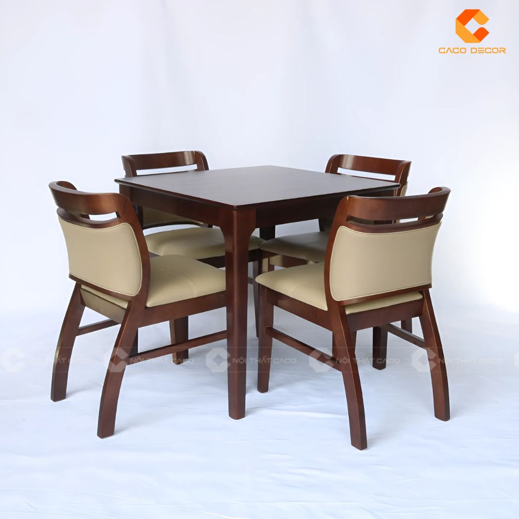 Bộ bàn ăn hình vuông gỗ tự nhiên