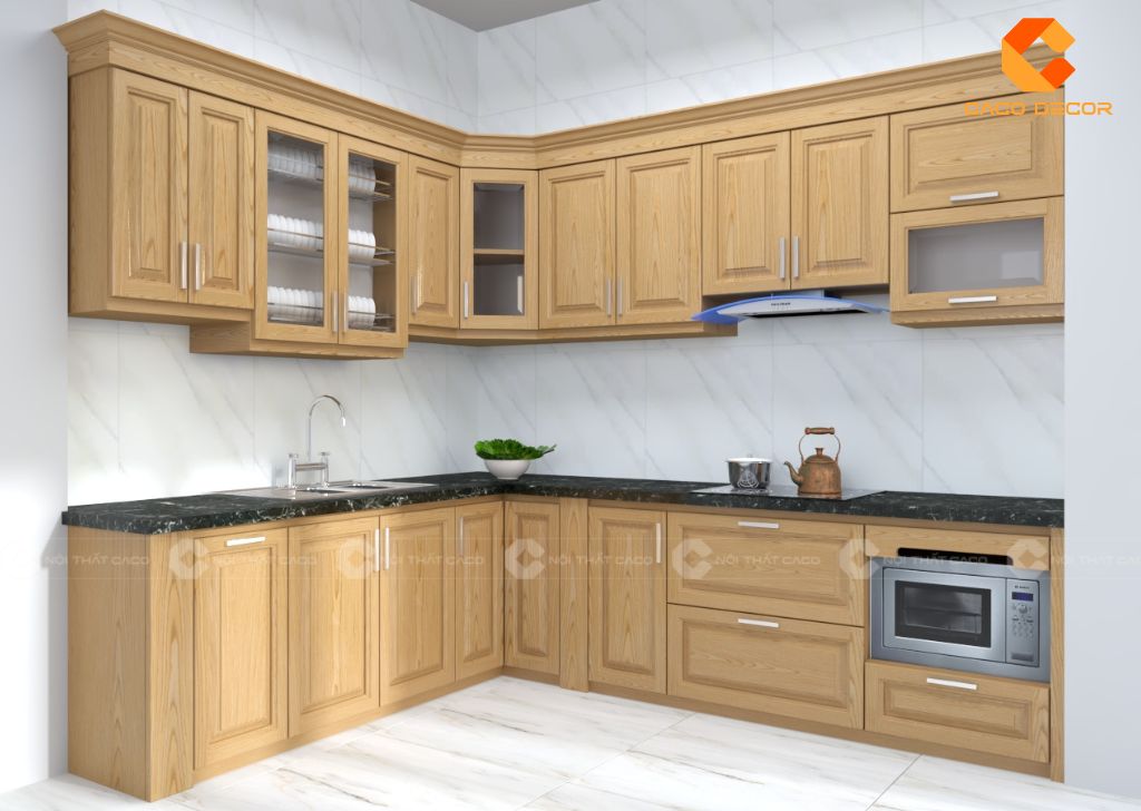 Tủ Bếp Gỗ Tự Nhiên Đẹp Cao Cấp Đắt Không? Giá Thực Tế 16