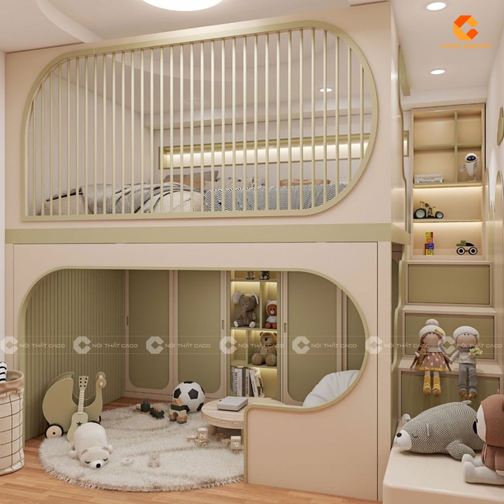 Giường tầng GT043 gia công từ gỗ MDF bền đẹp