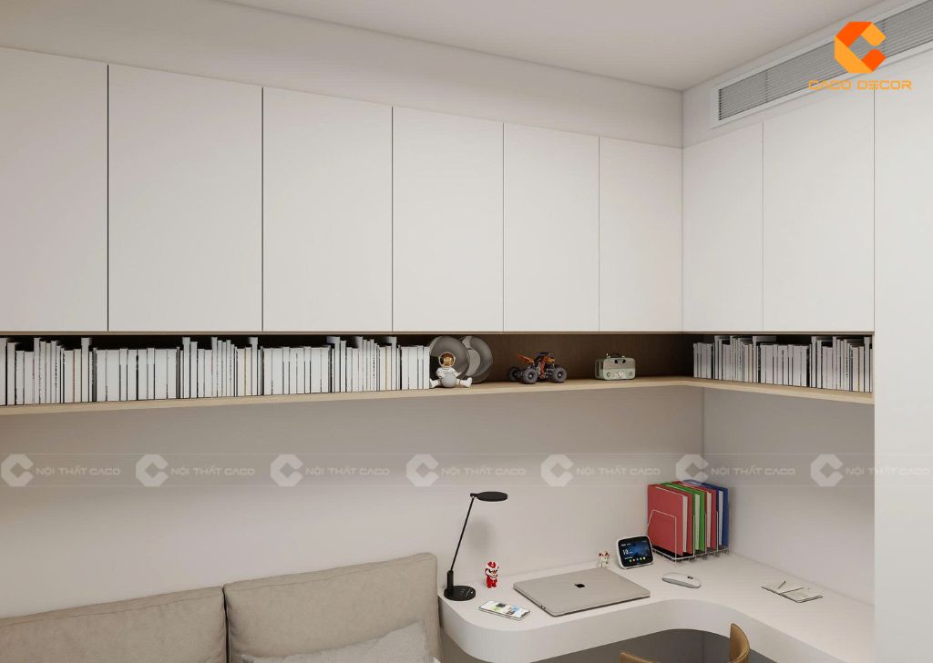 Thiết kế bàn làm việc tích hợp tủ trang trí hiện đại