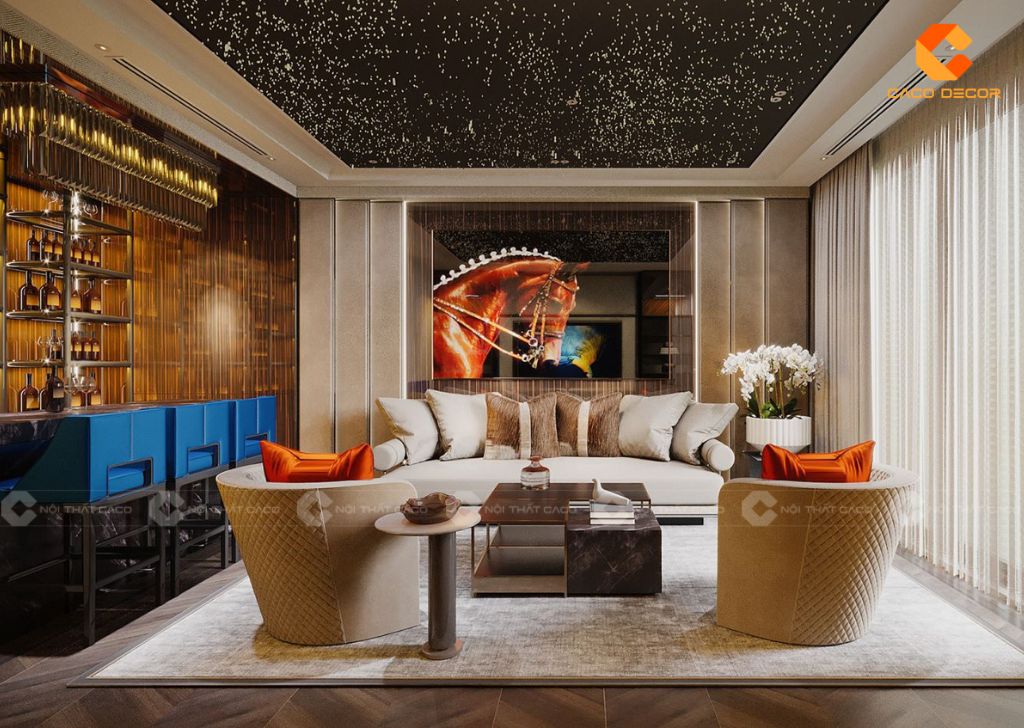 Thiết kế nội thất biệt thự với phòng giải trí cho gia đình