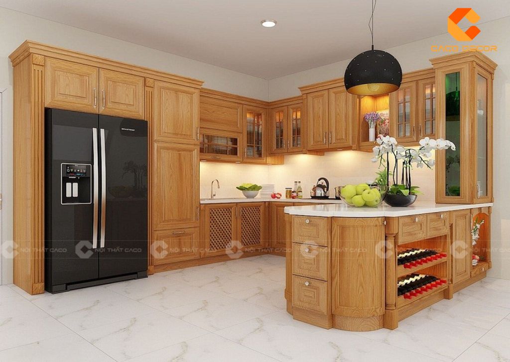 Tủ Bếp Gỗ Tự Nhiên Đẹp Cao Cấp Đắt Không? Giá Thực Tế 14