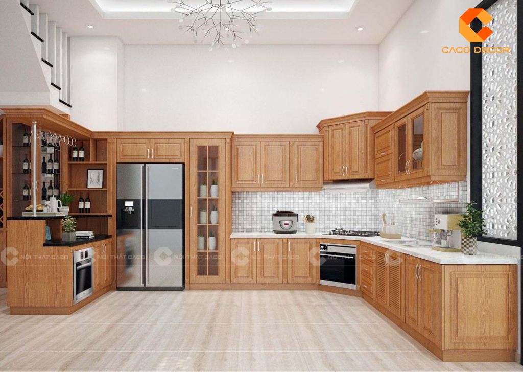 Tủ Bếp Gỗ Tự Nhiên Đẹp Cao Cấp Đắt Không? Giá Thực Tế 8