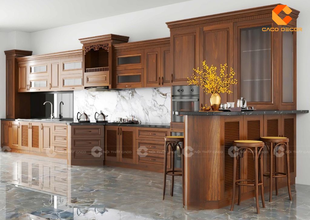 Tủ Bếp Gỗ Tự Nhiên Đẹp Cao Cấp Đắt Không? Giá Thực Tế 4