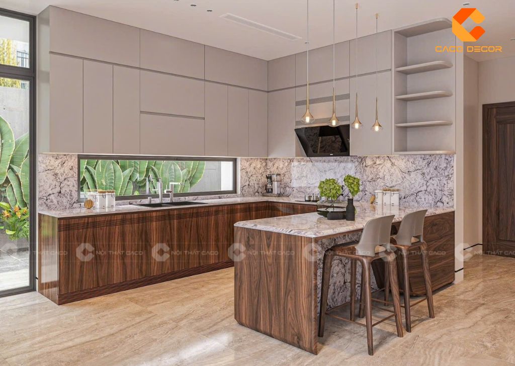 Tủ Bếp Gỗ Tự Nhiên Đẹp Cao Cấp Đắt Không? Giá Thực Tế 2