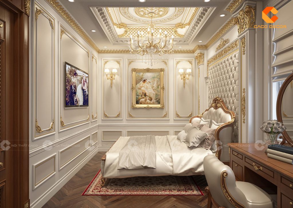 Thiết kế nội thất phòng ngủ biệt thự cổ điển