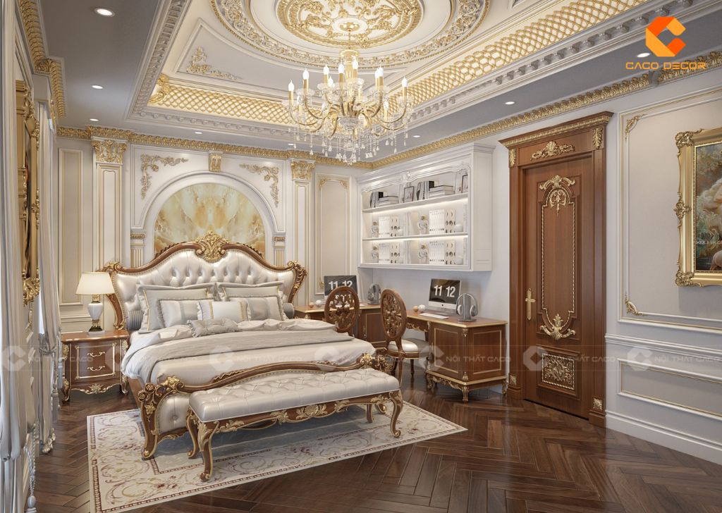 Thiết kế nội thất biệt thự với phòng ngủ sang trọng