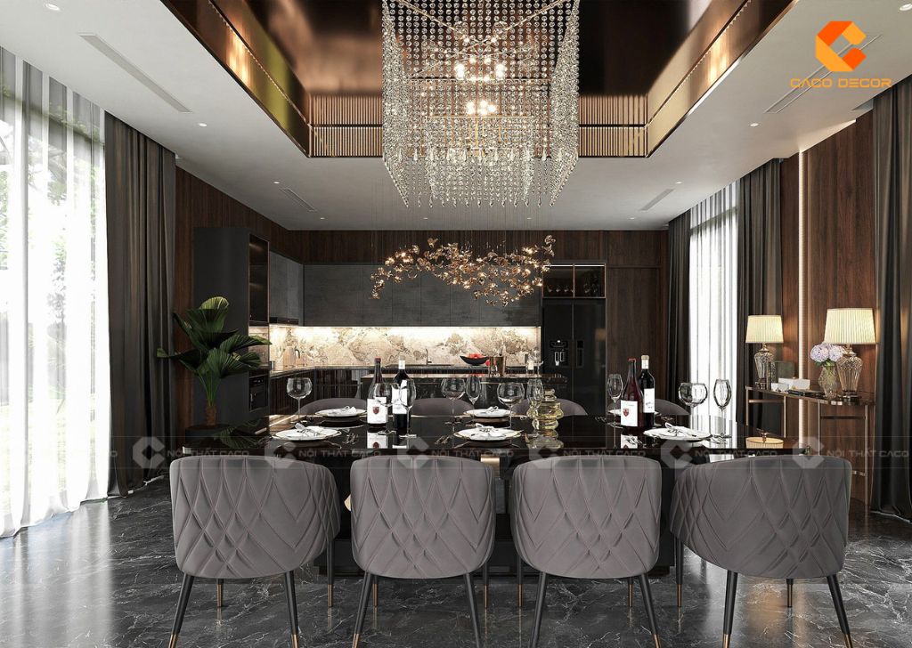 Phòng bếp thiết kế nội thất biệt thự 3 tầng