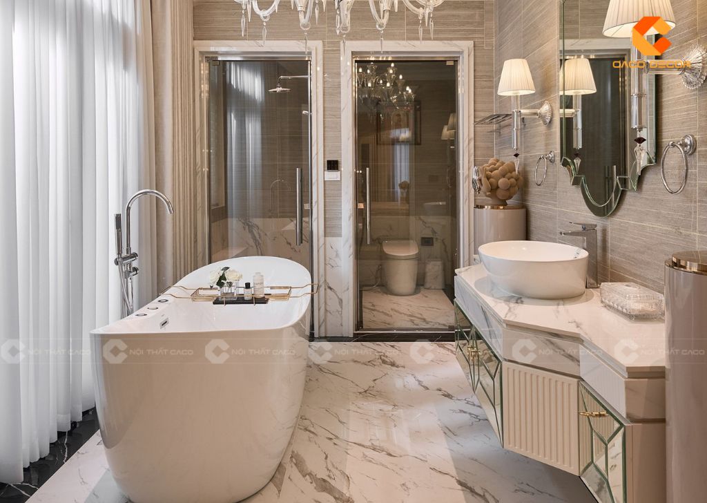 Thiết kế nội thất biệt thự với phòng tắm hiện đại