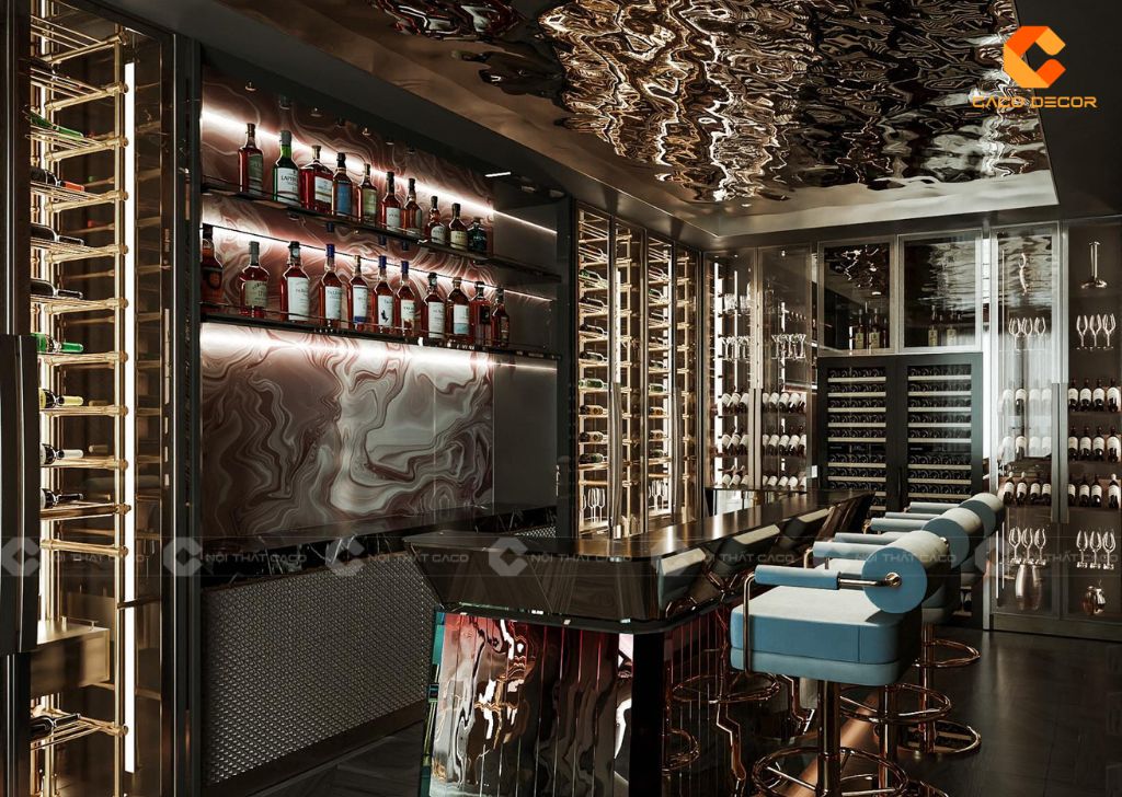 Thiết kế quầy bar ngay trong không gian biệt thự